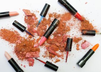 pulverized powders and assorted colored lispticks